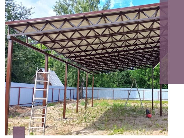 Односкатные навесы под ключ в Зеленокумске — изготовление и монтаж