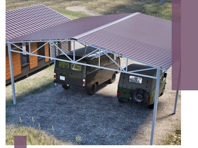 Двускатные навесы под ключ в Зеленокумске — изготовление и монтаж